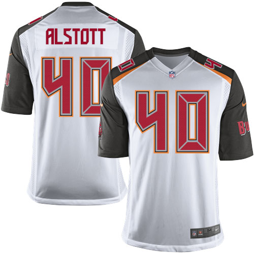 Men's Limited Mike Alstott Nike Jersey White Road - #40 NFL Tampa Bay Buccaneers